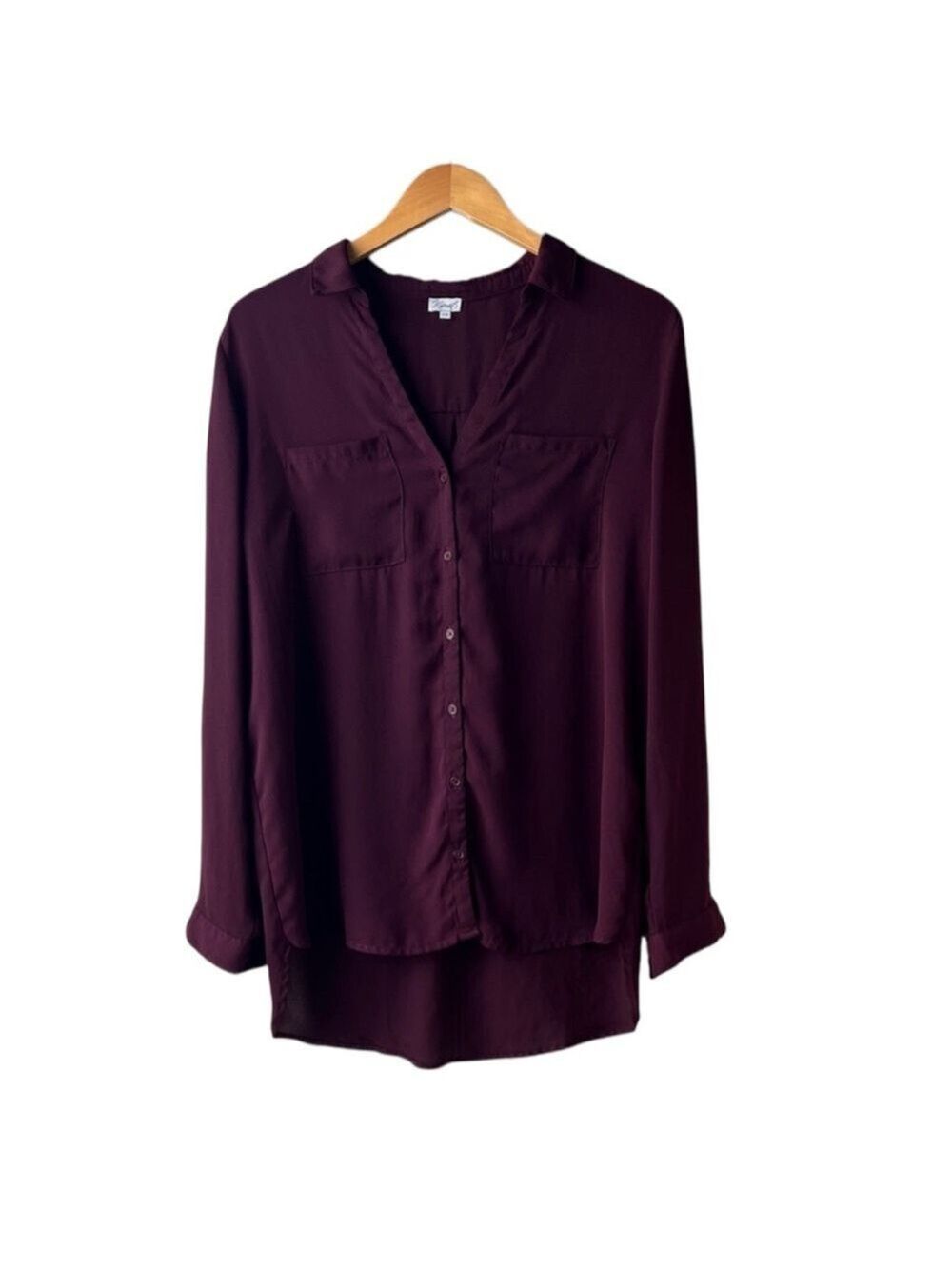 Kismet Rich Burgundy Women's Button-Down Shirt Large